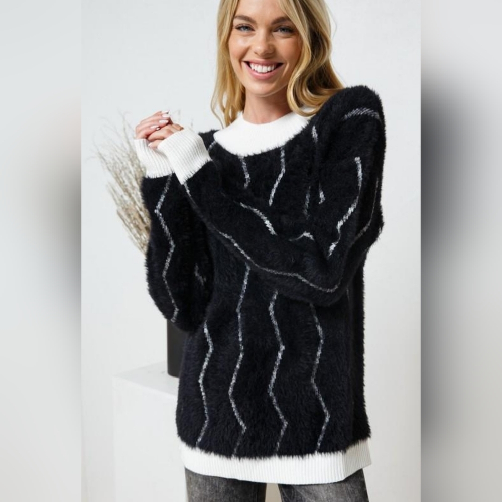 Chevron Fuzzy Sweater